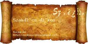 Szakács Ákos névjegykártya